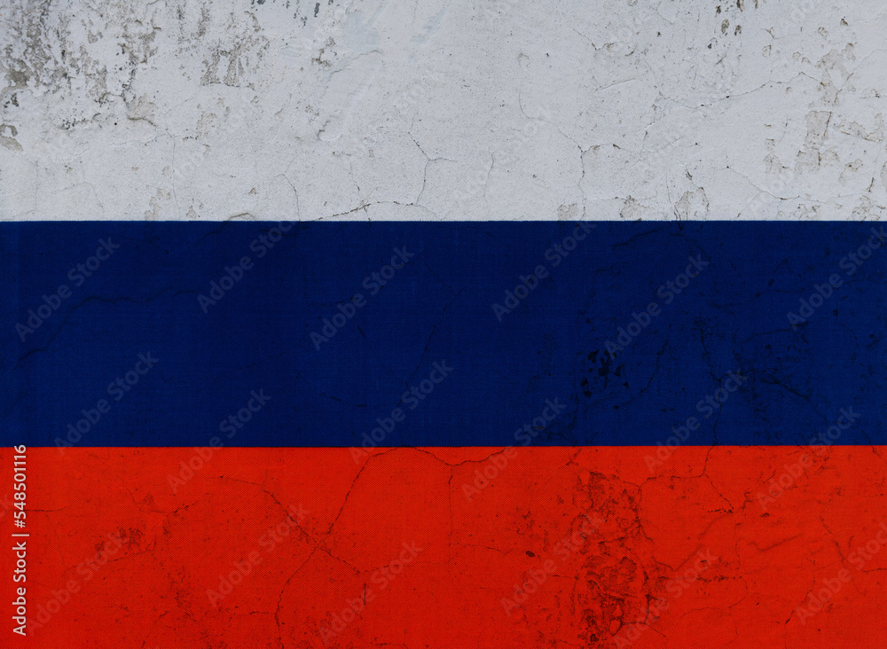 Russian flag on cracked wall