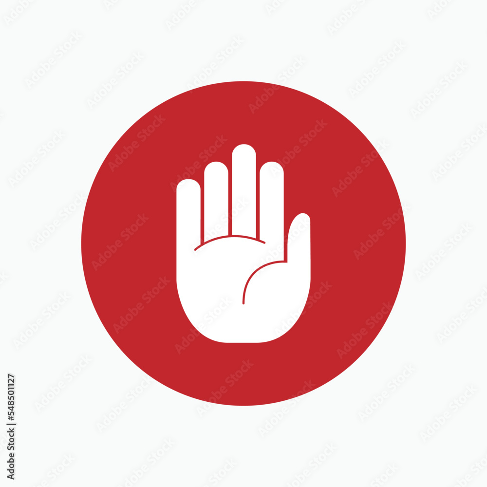 Hand Stop Icon - Vector. Universal Interface. Hand Stop Icon - Vector. Universal Interface.