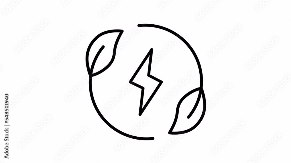 Renewable energy concept. Transparent background. Line icon animation. Renewable energy concept. Transparent background. Line icon animation.