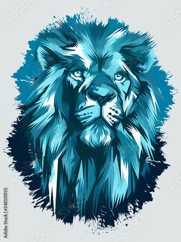 Blue Lion Head vector Illustration