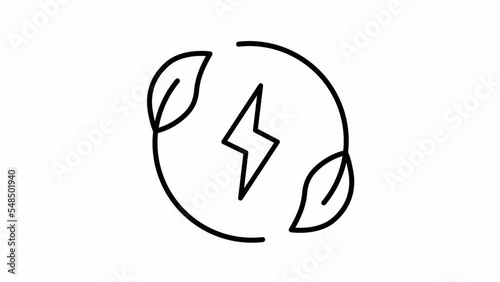 Renewable energy concept. Transparent background. Line icon animation.