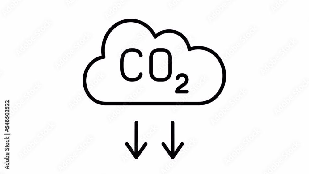 CO2 emission reduction. Transparent background. Line icon animation. CO2 emission reduction. Transparent background. Line icon animation.