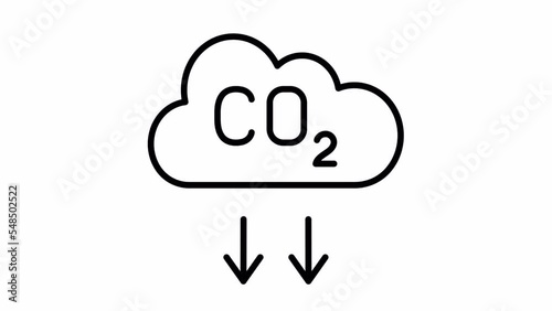 CO2 emission reduction. Transparent background. Line icon animation.