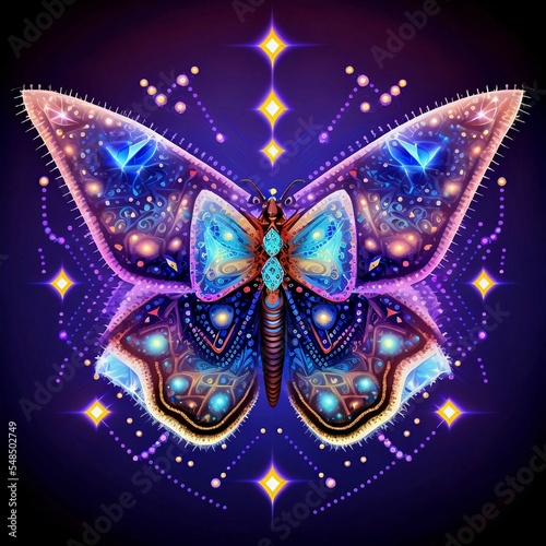Krafttier Schmetterling in leuchtenden Farben, made by AI, künstliche Intelligenz © Anja K