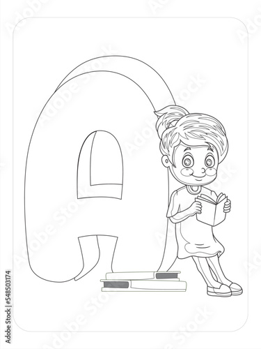 alphabet coloring page for kids photo