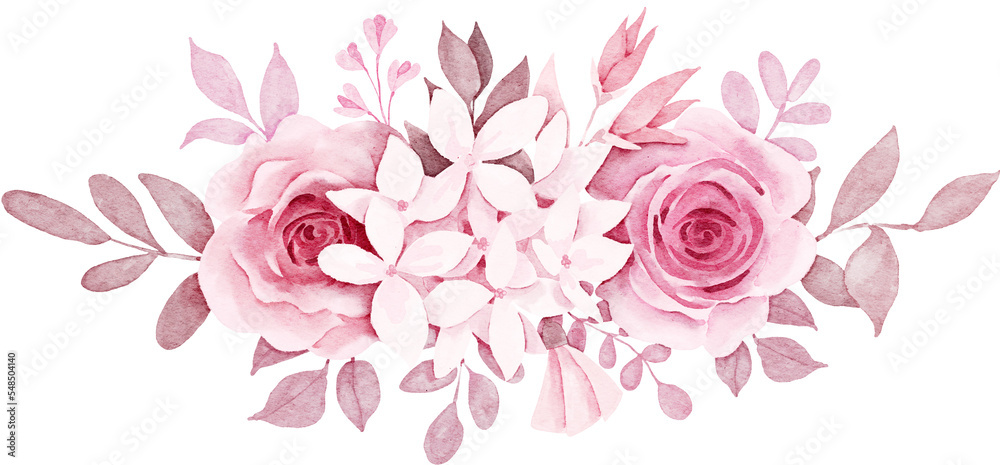 Fototapeta Flower arrangement of hydrangea and pink rose