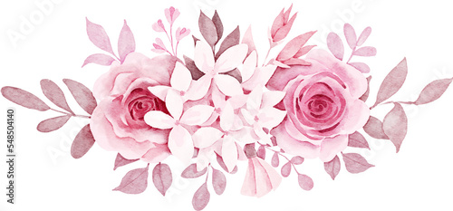 Flower arrangement of hydrangea and pink rose