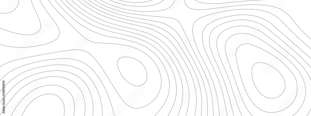 White map line of topography. Abstract topographic contours map background. Topography lines and circles background. Topographic map and place for texture.  Abstract vector illustration.
