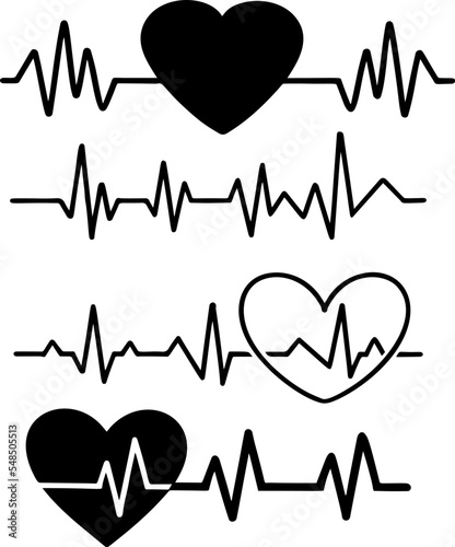 Heart icon in linear design isolated vector. Heart rate concept. Medical health care. 