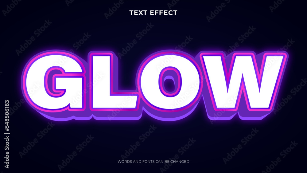 editable glowing text effect, 3d text effect