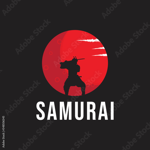 samurai logo design vector illustration symbol warrior character mascot japanese sword template