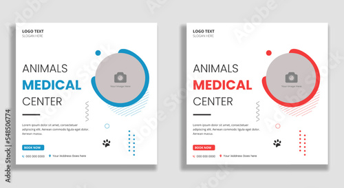 Animal medical center social media post and web banner