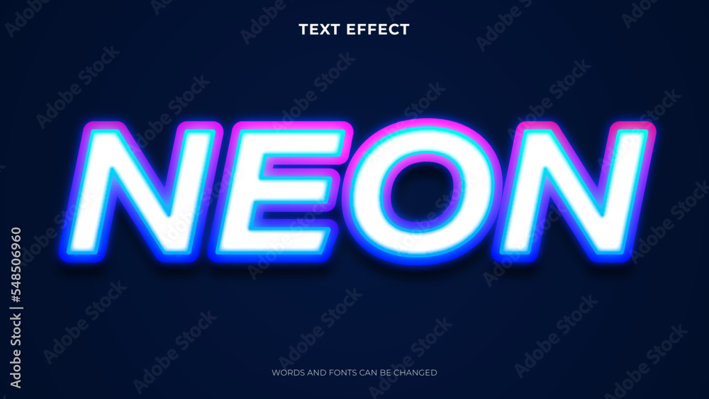 neon style text effect, editable text effect