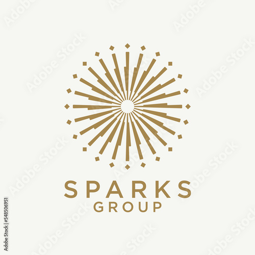 Spark logo design concept. Night logomark illustration. 