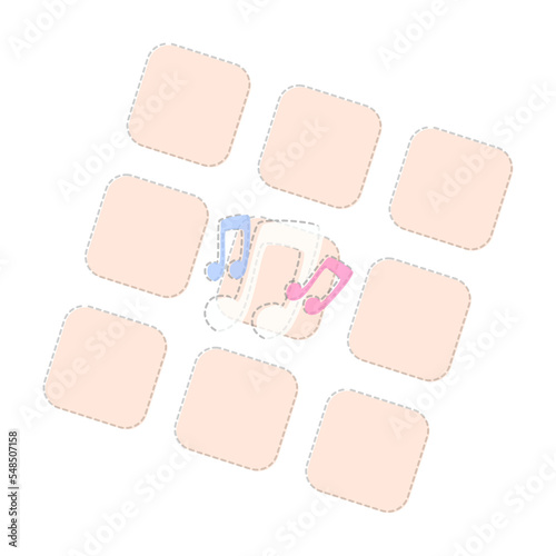 icona con note musicali e tessere quadrate  su sfondo trasparente photo