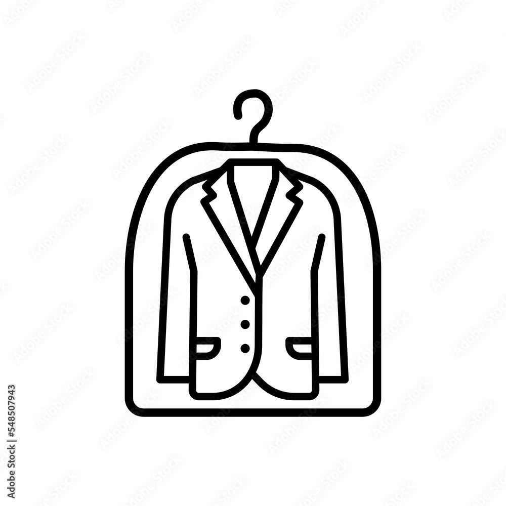 Cover for clothes thin line icon, laundry and protection, dry cleaning sign, vector graphics, a linear pattern on a white background.