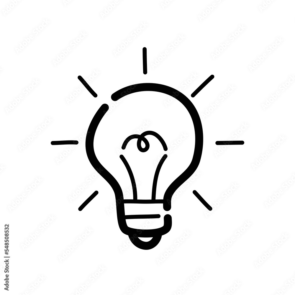 Light bulb doodle icon. Hand drawn symbol. Vector illustration. Light bulb doodle icon. Hand drawn symbol. Vector illustration.
