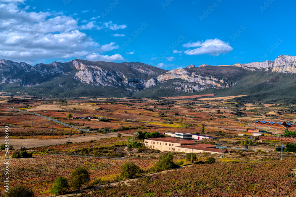 Laguardia Spain mountain and countryside view from village in Rioja region 