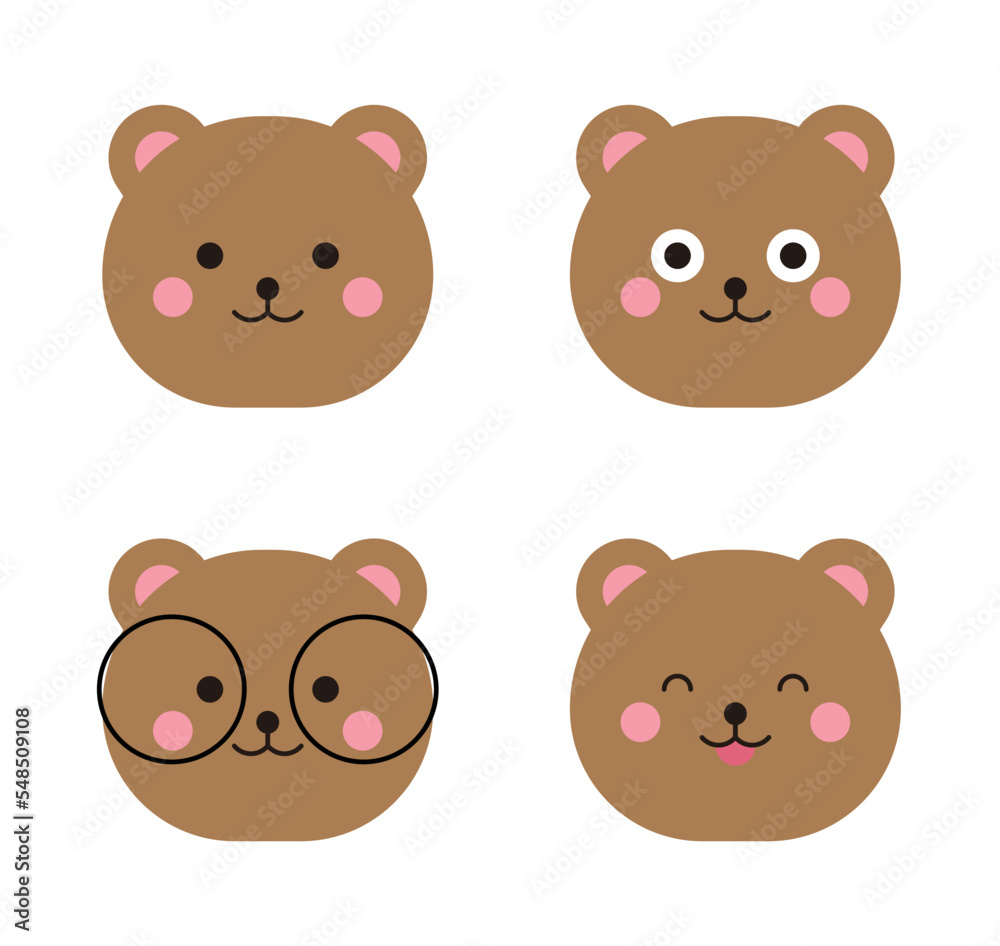 A brown bear animal character illustration icon with a cute, smiling expression. A brown bear animal character illustration icon with a cute, smiling expression.