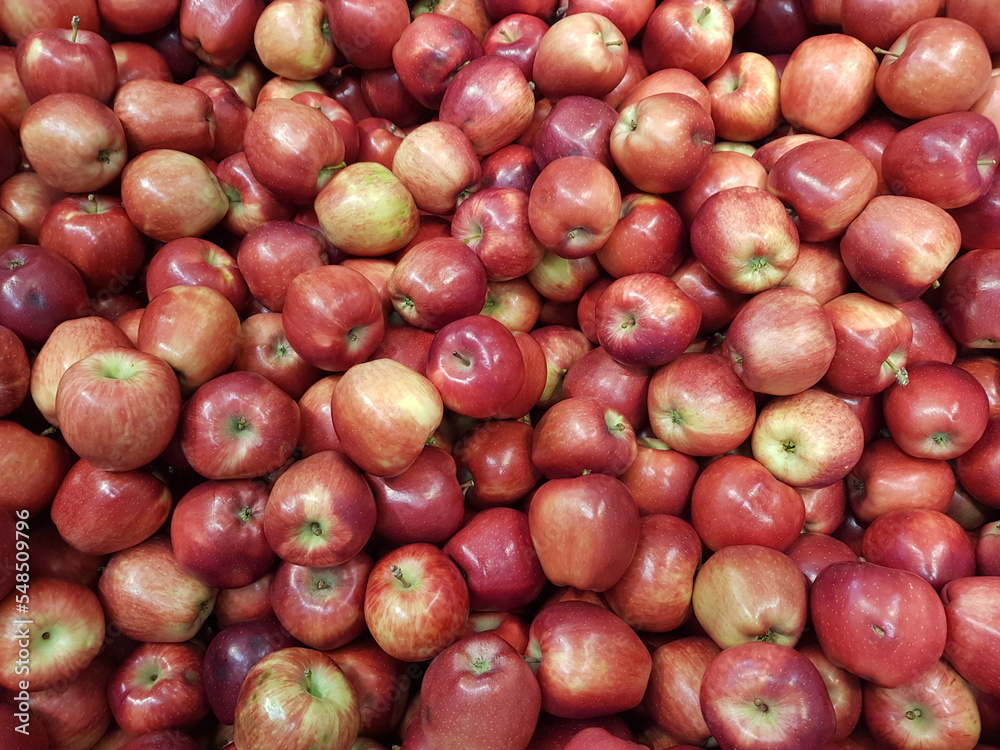 A large pile of fresh red organic apples A large pile of fresh red organic apples