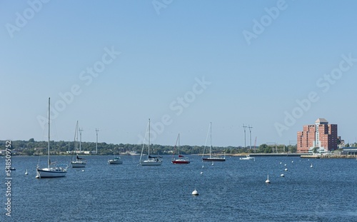 Wide angle shot of Point Gloria in Taunton River, Massachusetts photo