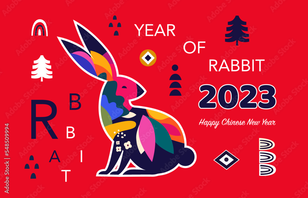 Happy Chinese New Year 2023. Year of the rabbit. Happy Chinese New Year 2023. Year of the rabbit.
