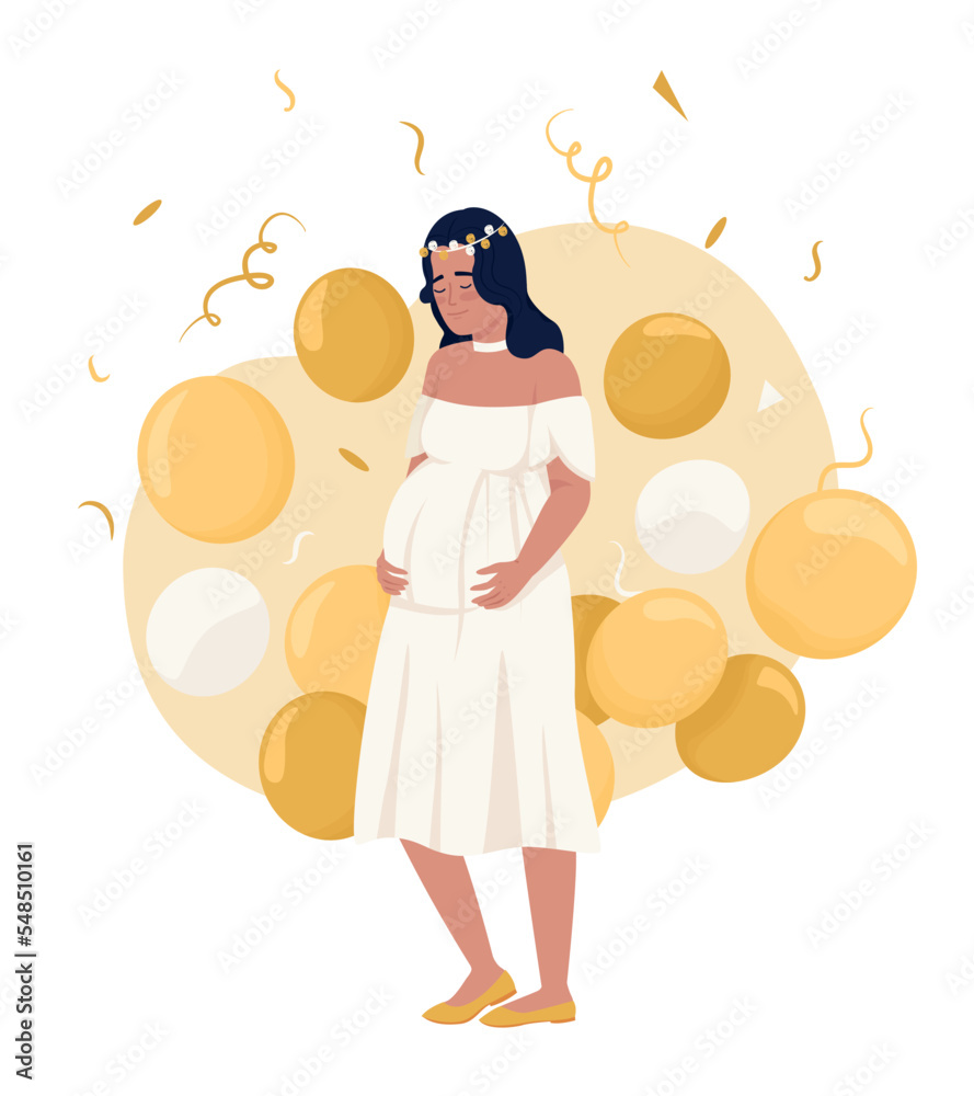 Gender neutral baby shower theme 2D vector isolated illustration. Soon