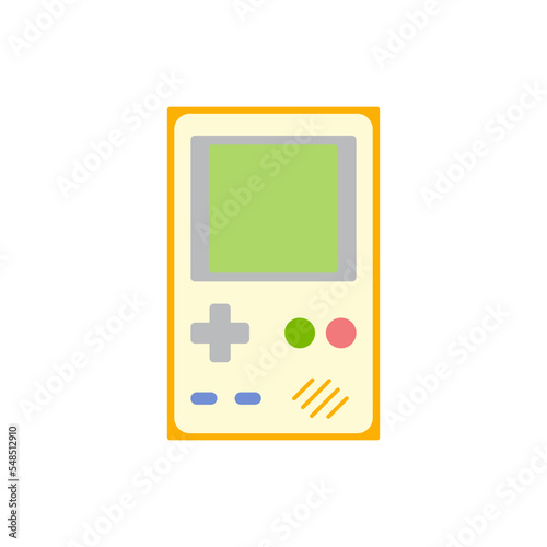 Vintage portable game console icon in color, isolated on white background 