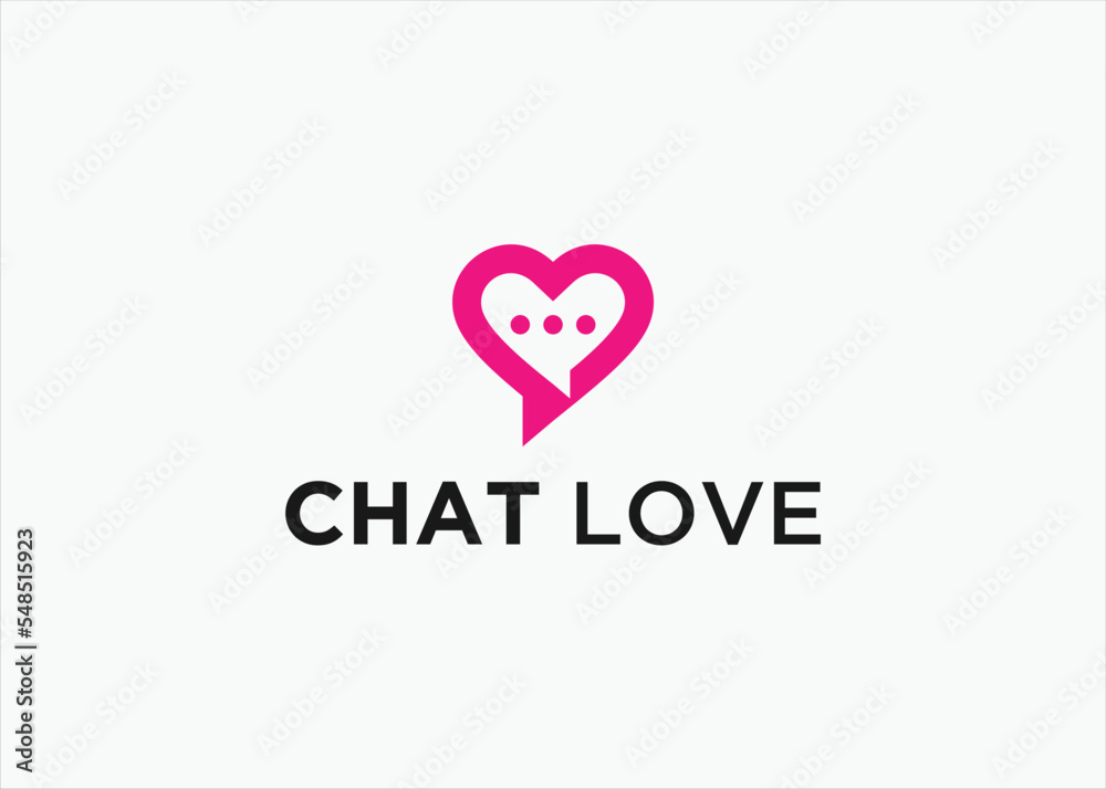 chat love logo design vector silhouette illustration