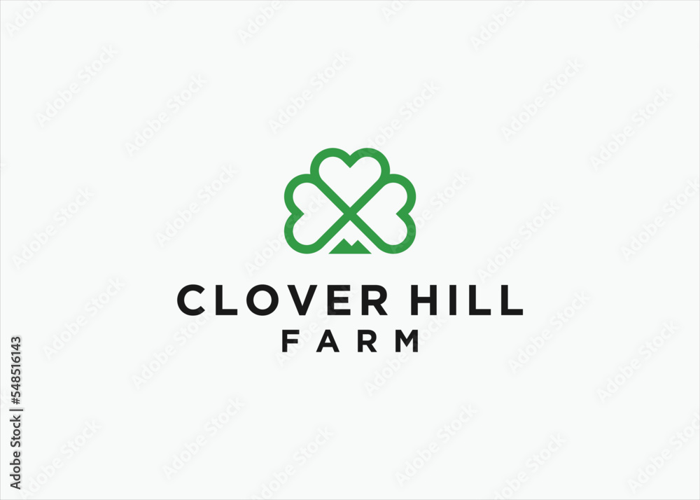 clover with mountain logo design vector silhouette illustration clover with mountain logo design vector silhouette illustration