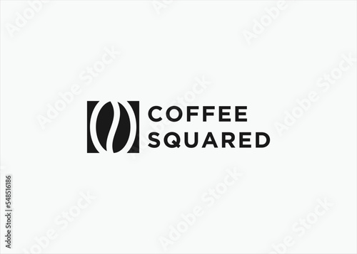 coffee square logo design vector silhouette illustration