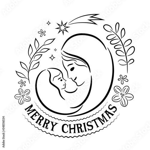Virgin Mary and Baby Jesus illustration