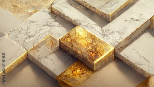 Obraz na płótnie Luxury structure Steps gold marble wallpaper 3D-illustration