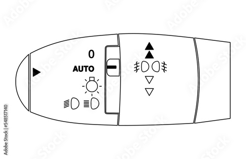 Car headlight switch, stalk, line vector illustration
