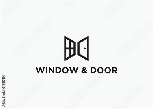 window and door logo design vector silhouette illustration