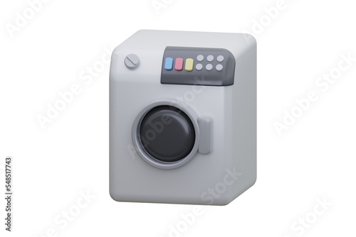 washing machine icon isoled white backgroung. 3d rendering