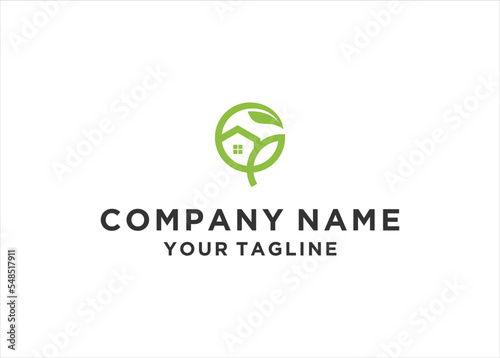 Letter gp home leaf logo design template elements