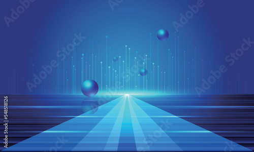 Extending the platform forward raises the background of the ray Internet technology concept