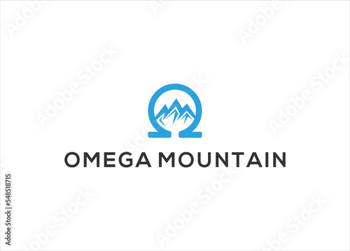omega mountain logo design vector illustration
