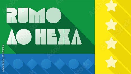 Vetor de torcida rumo ao hexa para copa do mundo do brasil conceito sombras longas.