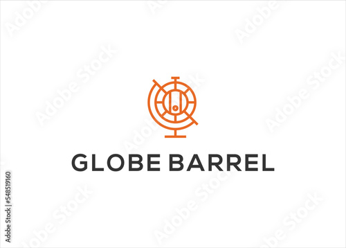 globe barrel logo design vector template