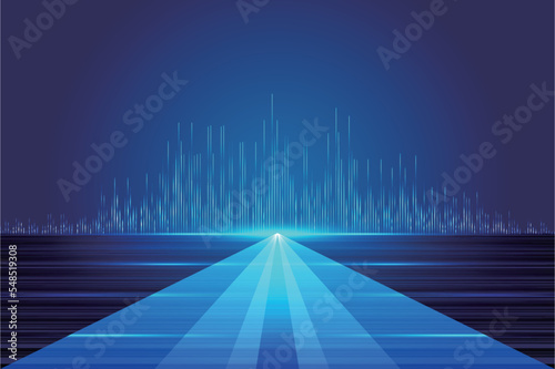 The line of Internet technology concept background that extends the platform forward rises