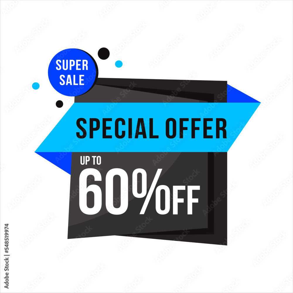 Obraz premium Special offer 60 percents off. Special offer banner up to 60%. Marketing design super sale. Big sale tag. Modern poster. Vector illustration