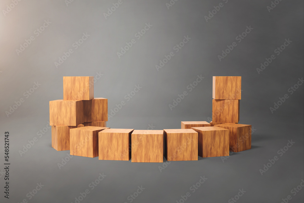 3d illustration wooden blocks on a dark background 3d illustration wooden blocks on a dark background
