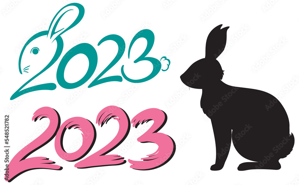 Naklejka premium New Year 2023 rabbit sign icon