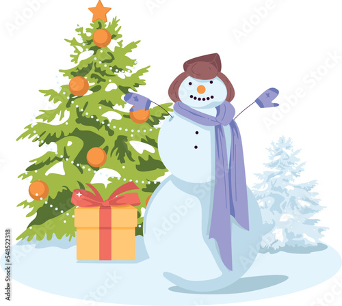 Christmas tree in decorations. Vector illustration