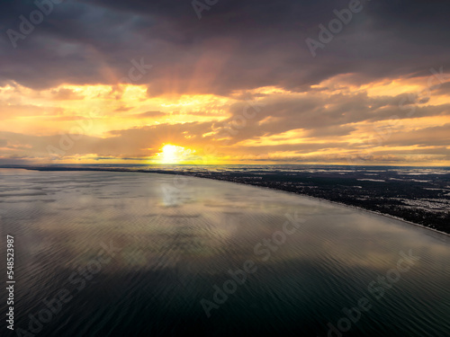 Birds eye view of Georgian bay beautiful Sunset © contentzilla