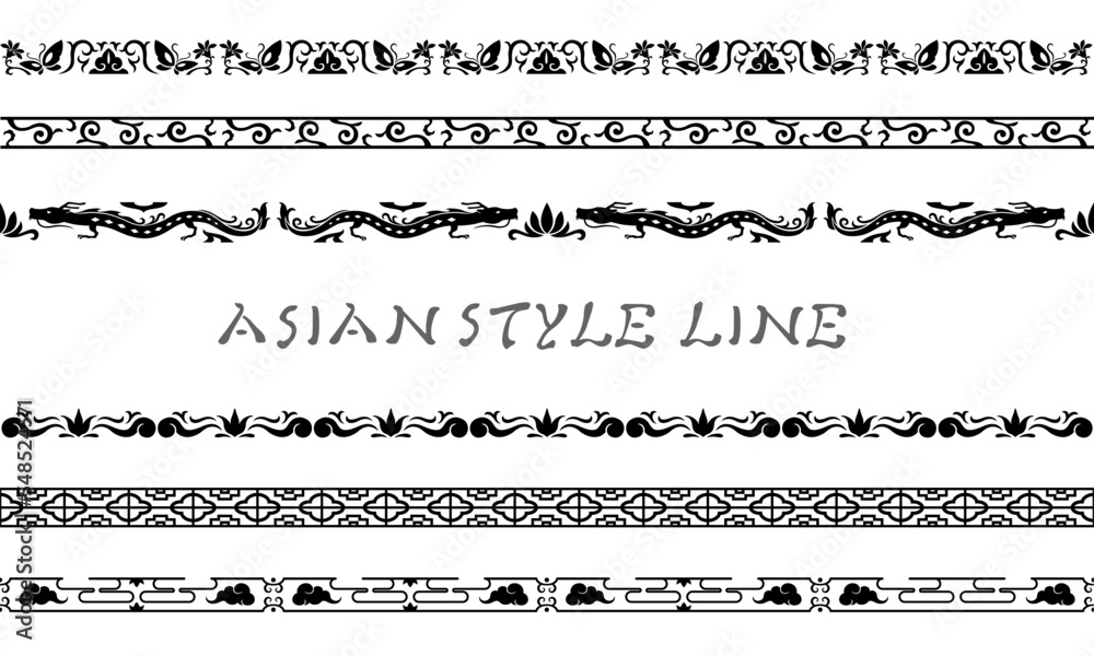 Fototapeta premium アジア調ライン05（黒）