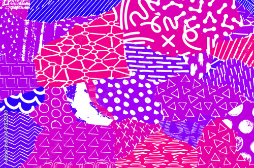 Abstract black strokes, Hand sketched Vector Pattern. Retro abstract pattern in geometric style. Abstract multicolored geometric pattern.	
