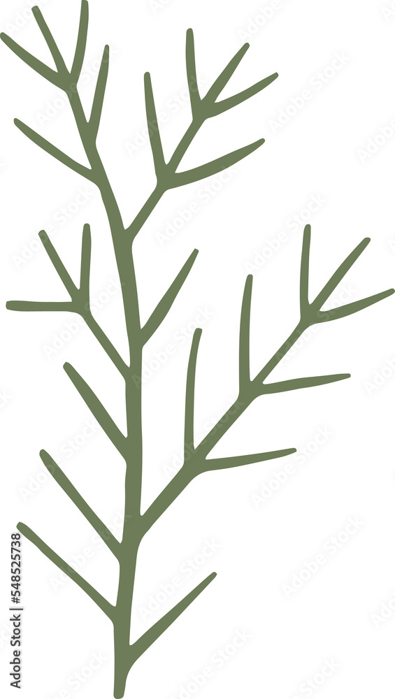 Obraz premium Christmas tree fir brunch clipart illustration in flat cartoon style. Merry Christmas floral flower botanical evergreen element, isolated
